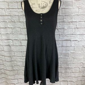 Divided Black Ribbed Cotton Blend Dress Size L